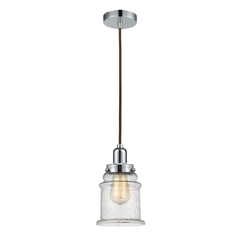 Canton Mini Pendant shown in the Polished Chrome finish with a Seedy shade