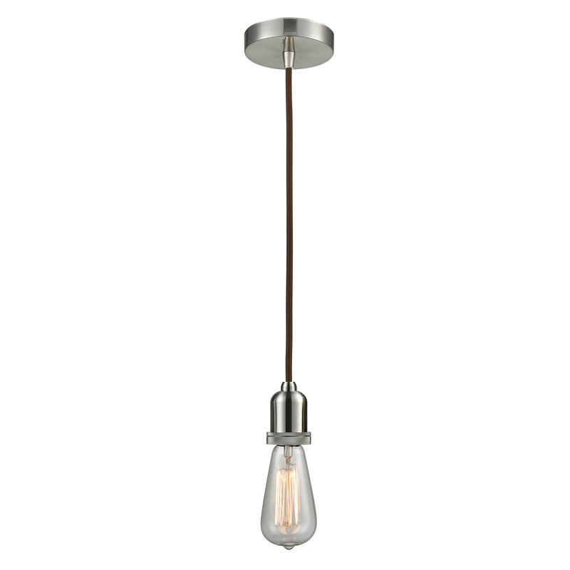 Bare Bulb Mini Pendant shown in the Satin Nickel finish