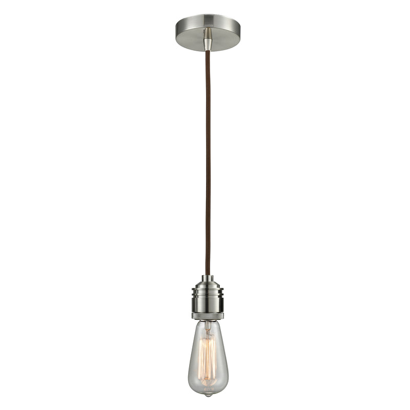 Bare Bulb Mini Pendant shown in the Satin Nickel finish