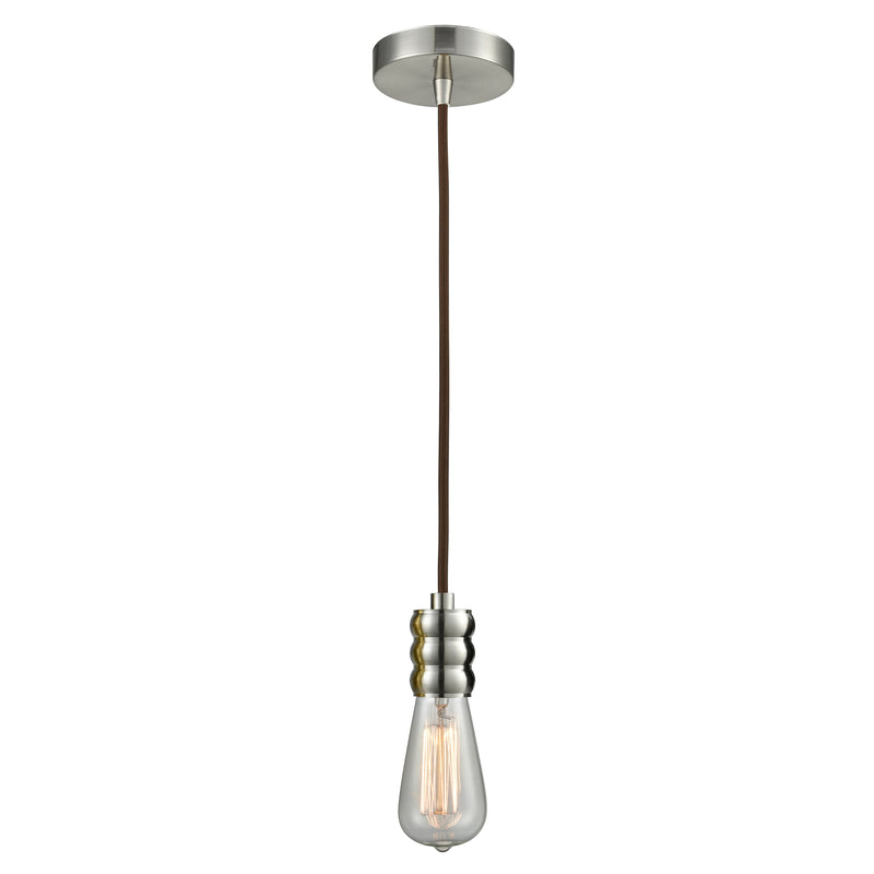 Bare Bulb Mini Pendant shown in the Satin Nickel finish