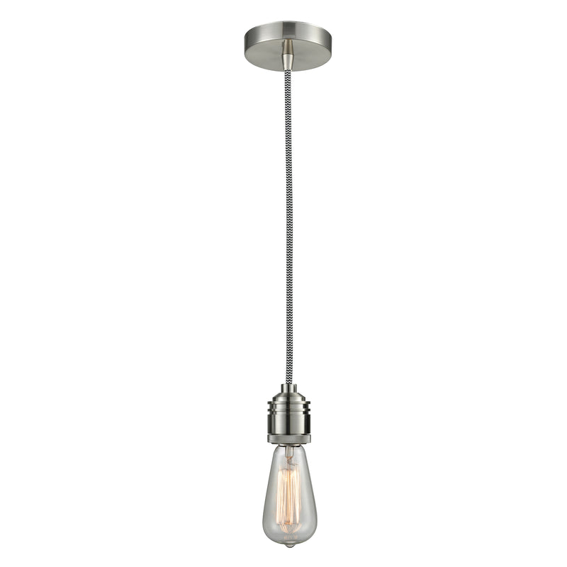 Bare Bulb Mini Pendant shown in the Satin Nickel finish