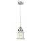 Canton Mini Pendant shown in the Satin Nickel finish with a Seedy shade