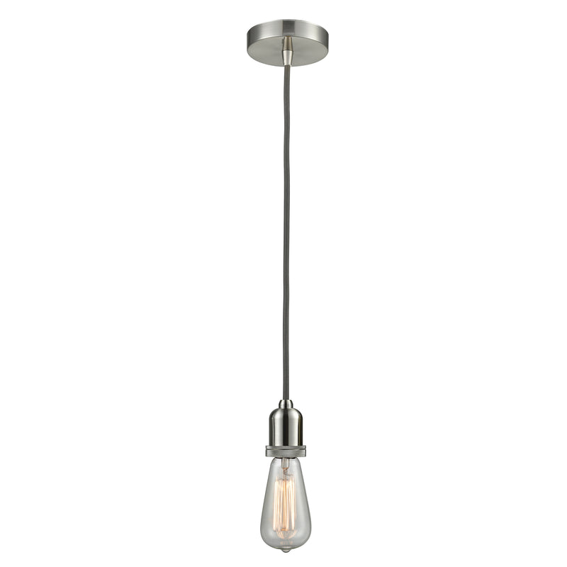 Bare Bulb Mini Pendant shown in the Satin Nickel finish