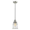 Canton Mini Pendant shown in the Satin Nickel finish with a Seedy shade