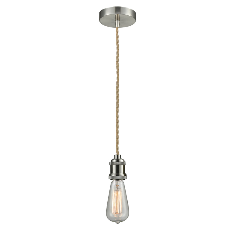 Bare Bulb Mini Pendant shown in the Satin Nickel finish