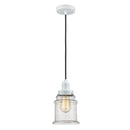 Canton Mini Pendant shown in the White finish with a Seedy shade