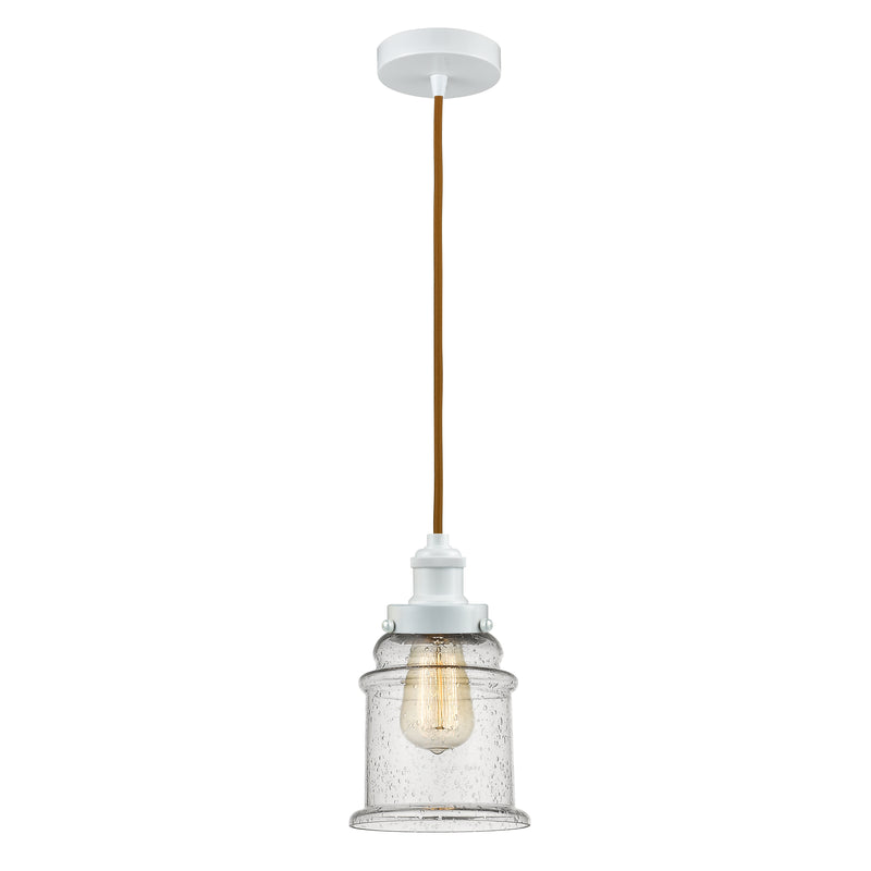 Canton Mini Pendant shown in the White finish with a Seedy shade