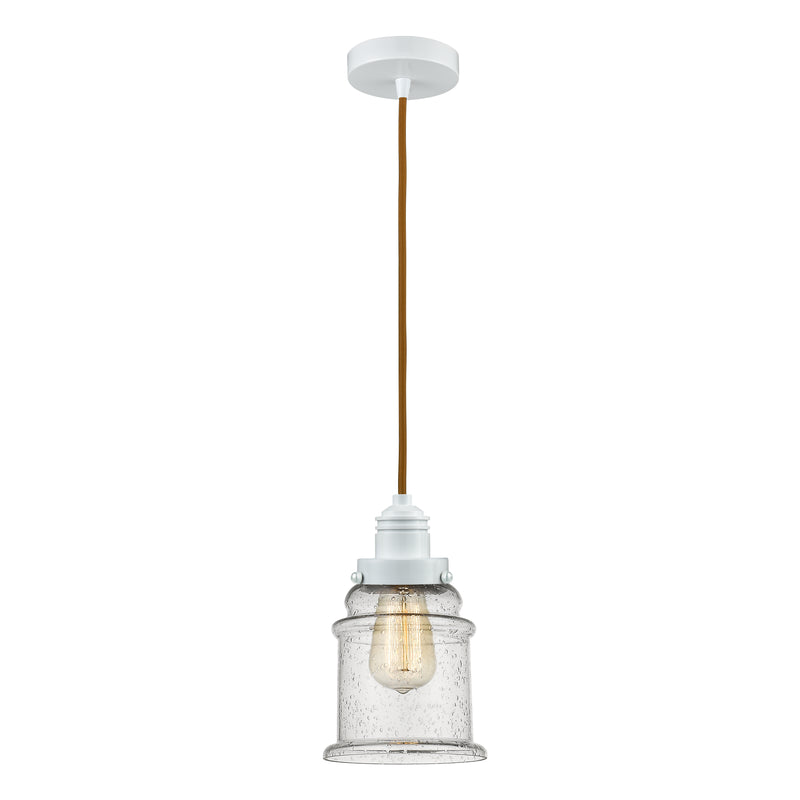 Canton Mini Pendant shown in the White finish with a Seedy shade