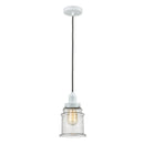 Canton Mini Pendant shown in the White finish with a Seedy shade