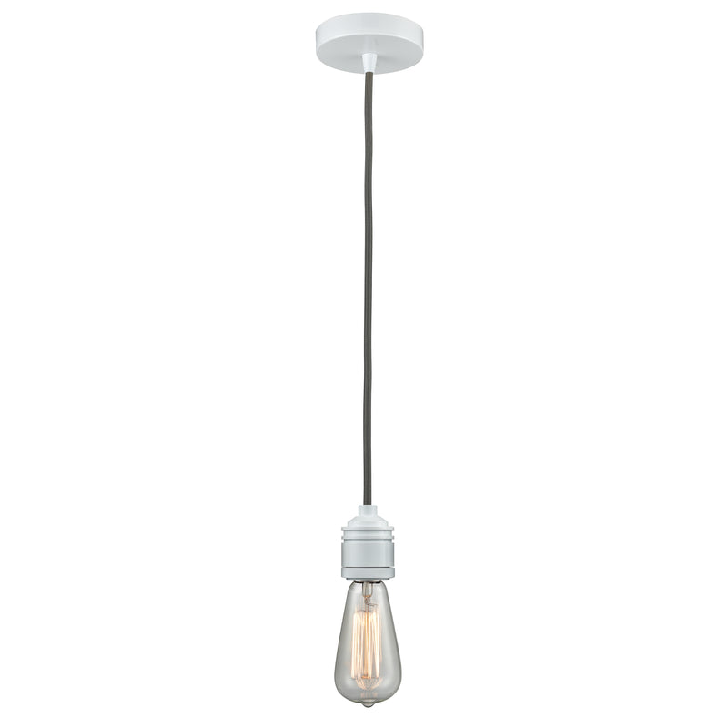 Bare Bulb Mini Pendant shown in the White finish