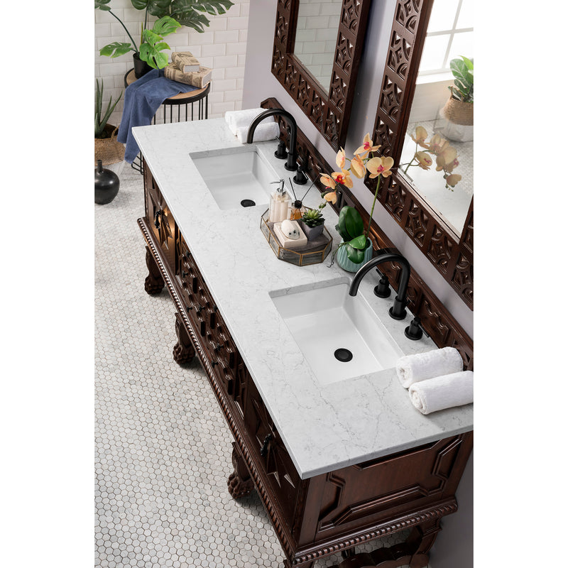 James Martin Balmoral 72" Double Vanity Cabinet Antique Walnut with 3 cm Eternal Jasmine Pearl Quartz Top 150-V72-ANW-3EJP