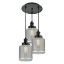 Stanton Multi-Pendant shown in the Matte Black finish with a Clear Wire Mesh shade