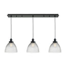 Seneca Falls Linear Pendant shown in the Matte Black finish with a Clear Halophane shade