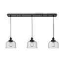 Bell Linear Pendant shown in the Matte Black finish with a Seedy shade