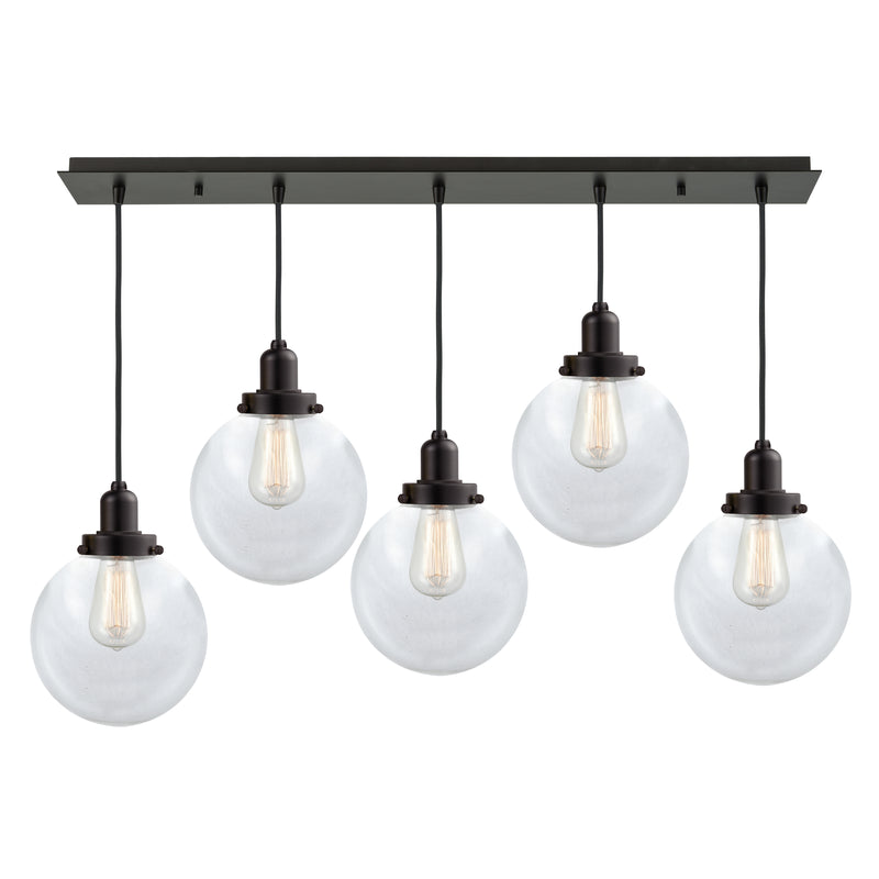 Beacon Linear Pendant shown in the Oil Rubbed Bronze finish with a Clear shade