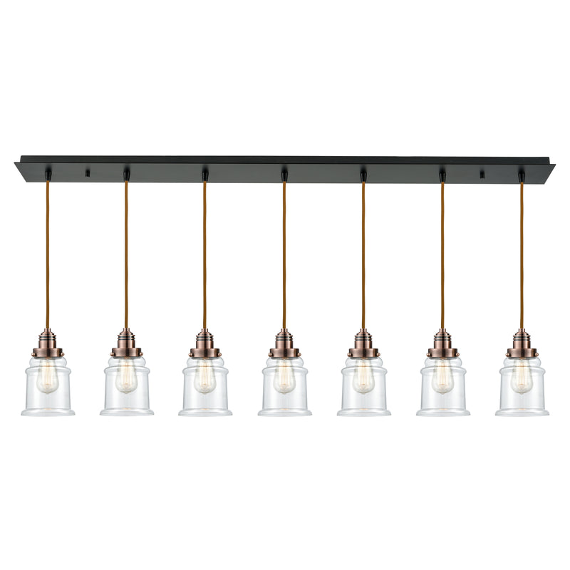 Canton Linear Pendant shown in the Matte Black finish with a Clear shade