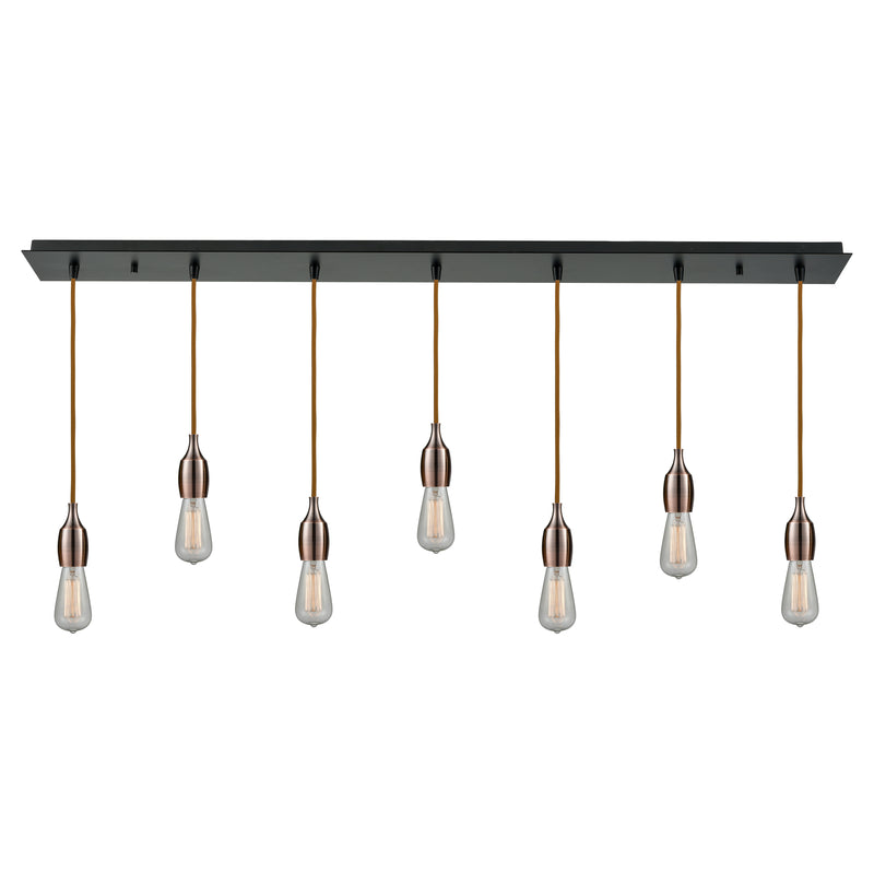 Bare Bulb Linear Pendant shown in the Matte Black finish