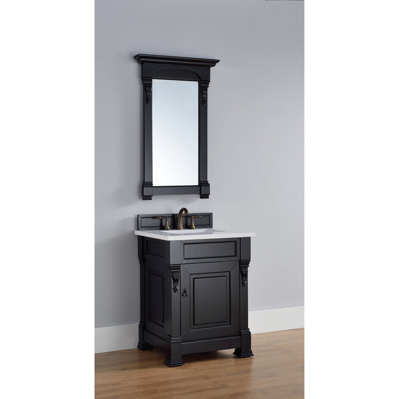 James Martin Brookfield 26" Antique Black Single Vanity with 3 cm Classic White Quartz Top 147-114-V26-AQB-3CLW