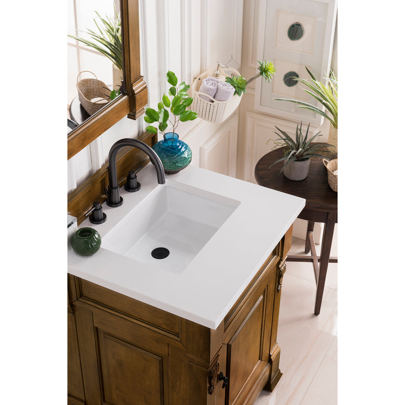 James Martin Brookfield 26" Country Oak Single Vanity with 3 cm Classic White Quartz Top 147-114-V26-COK-3CLW