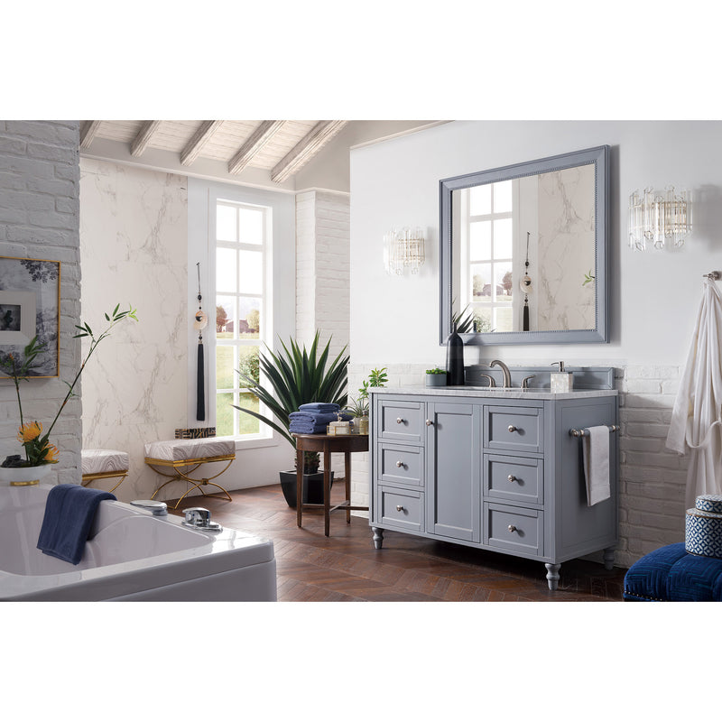 James Martin Copper Cove Encore 48" Single Vanity Silver Gray with 3 cm Carrara Marble Top 301-V48-SL-3CAR