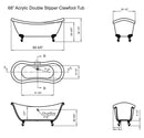 Cambridge Plumbing Acrylic Double Ended Slipper Bathtub 68" x 28" 7" Drillings PC Package