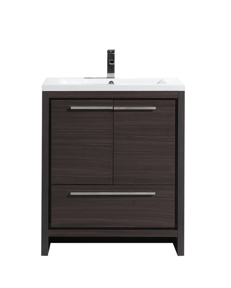 Alma Vanity Allier 30" Matte Gray Oak Free Standing Vanity with Countertop and Integrated Sink ALLIER30-WB