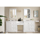 James Martin De Soto 94" Double Vanity Set Bright White with Makeup Table 3 cm Classic White Quartz Top 825-V94-BW-DU-CLW