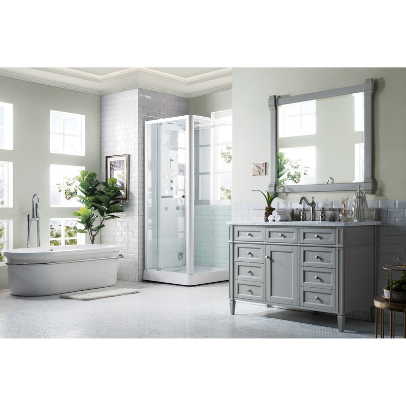 James Martin Brittany 48" Urban Gray Single Vanity with 3 cm Carrara Marble Top 650-V48-UGR-3CAR