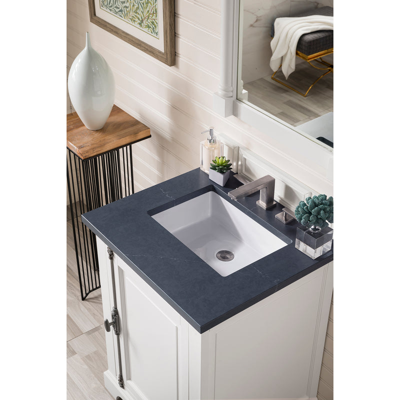 James Martin Providence 26" Single Vanity Cabinet Bright White with 3 cm Charcoal Soapstone Quartz Top 238-105-V26-BW-3CSP