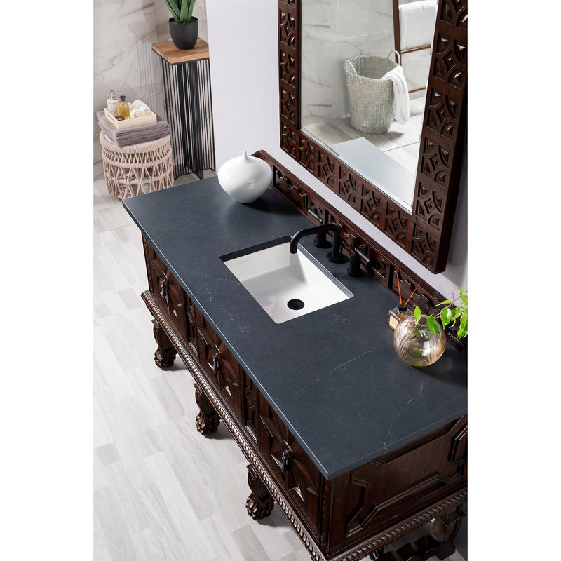 James Martin Balmoral 60" Single Vanity Cabinet Antique Walnut with 3 cm Charcoal Soapstone Quartz Top 150-V60S-ANW-3CSP