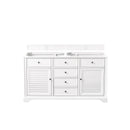 James Martin Savannah 60" Double Vanity Cabinet Bright White with 3 cm Eternal Jasmine Pearl Quartz Top 238-104-V60D-BW-3EJP