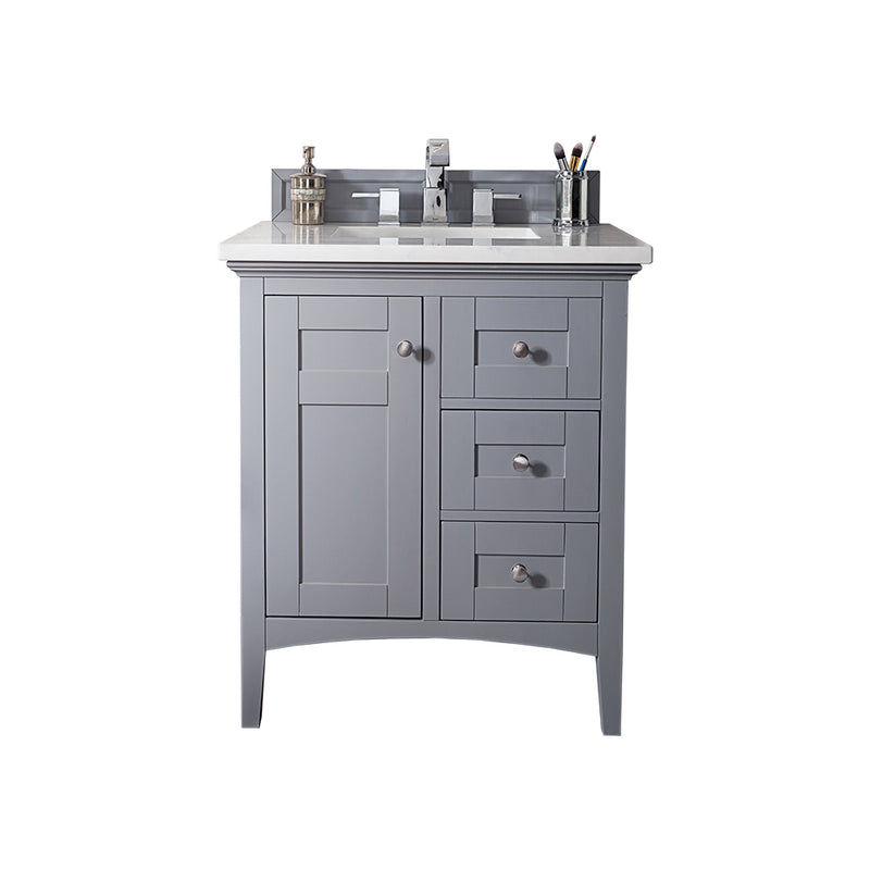 James Martin Palisades 30" Single Vanity Silver Gray with 3 cm Arctic Fall Solid Surface Top 527-V30-SL-3AF