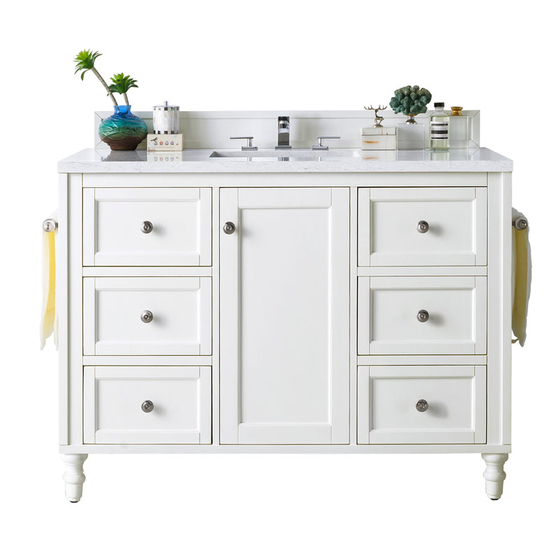 James Martin Copper Cove Encore 48" Single Vanity Bright White with 3 cm Arctic Fall Solid Surface Top 301-V48-BW-3AF