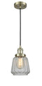 Innovations Lighting Chatham 1-100 watt 6 inch Antique Brass Mini Pendant with Clear Fluted glass 201CABG142