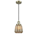 Chatham Mini Pendant shown in the Antique Brass finish with a Mercury shade