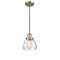 Fulton Mini Pendant shown in the Antique Brass finish with a Clear shade