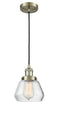 Innovations Lighting Fulton 1-100 watt 7 inch Antique Brass Mini Pendant with Clear glass 201CABG172