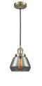 Innovations Lighting Fulton 1-100 watt 7 inch Antique Brass Mini Pendant with Smoked glass 201CABG173