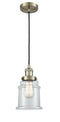 Innovations Lighting Canton 1-100 watt 6.5 inch Antique Brass Mini Pendant with Clear glass 201CABG182