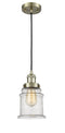 Innovations Lighting Canton 1-100 watt 6.5 inch Antique Brass Mini Pendant with Seedy glass 201CABG184
