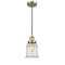 Canton Mini Pendant shown in the Antique Brass finish with a Seedy shade