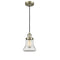 Bellmont Mini Pendant shown in the Antique Brass finish with a Clear shade