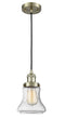 Innovations Lighting Bellmont 1-100 watt 6.5 inch Antique Brass Mini Pendant with Seedy glass 201CABG194