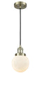 Innovations Lighting Beacon 1-100 watt 6 inch Antique Brass Mini Pendant with Matte White Cased glass 201CABG2016