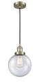 Innovations Lighting Beacon 1-100 watt 8 inch Antique Brass Mini Pendant with Seedy glass 201CABG2048