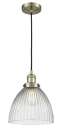 Innovations Lighting Seneca Falls 1-100 watt 9.5 inch Antique Brass Pendant with Clear glass 201CABG222