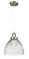 Innovations Lighting Seneca Falls 1-100 watt 9.5 inch Antique Brass Pendant with Clear glass 201CABG222