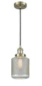 Innovations Lighting Stanton 1-100 watt 6 inch Antique Brass Mini Pendant with Vintage Wire Mesh glass 201CABG262