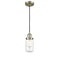 Dover Mini Pendant shown in the Antique Brass finish with a Clear shade