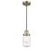 Dover Mini Pendant shown in the Antique Brass finish with a Seedy shade